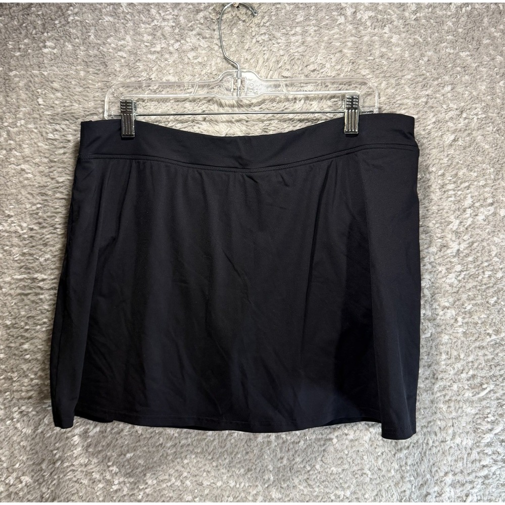 Lands End Black Swim Skirt Sz 16 Lined Nylon No Pockets Modest Vacation Beach
